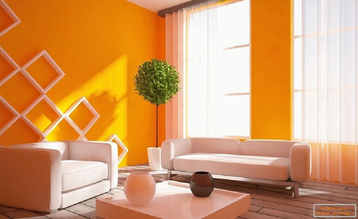 Interior en color naranja
