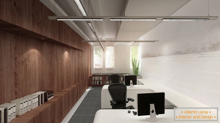 Las áreas de trabajo en la oficina se iluminan con luces LED inteligentes que pueden soportar los parámetros especificados.