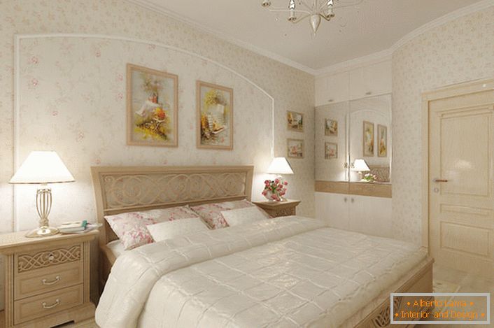 Dormitorio en el estilo del romanticismo.