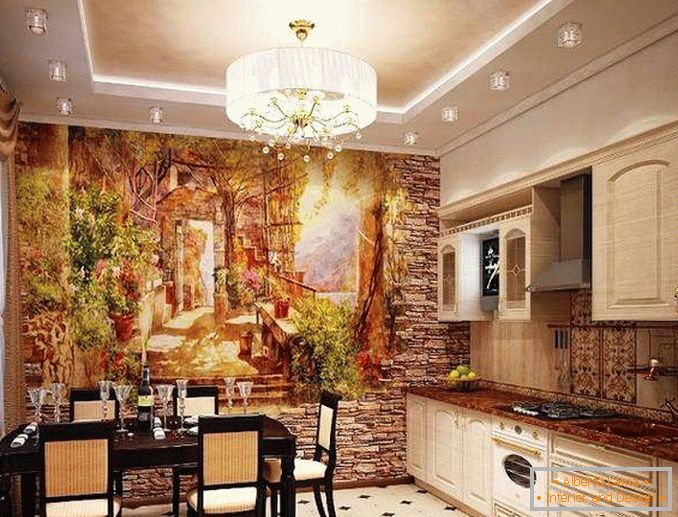 decoración moderna de la pared en la foto de la cocina, foto 21