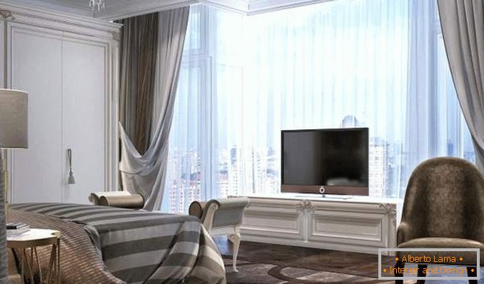 Diseño de una habitación en un apartamento con ventanas panorámicas - foto interior