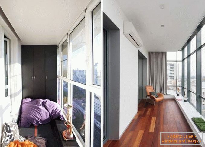 Diseño de un balcón con ventanas panorámicas - ideas con una foto