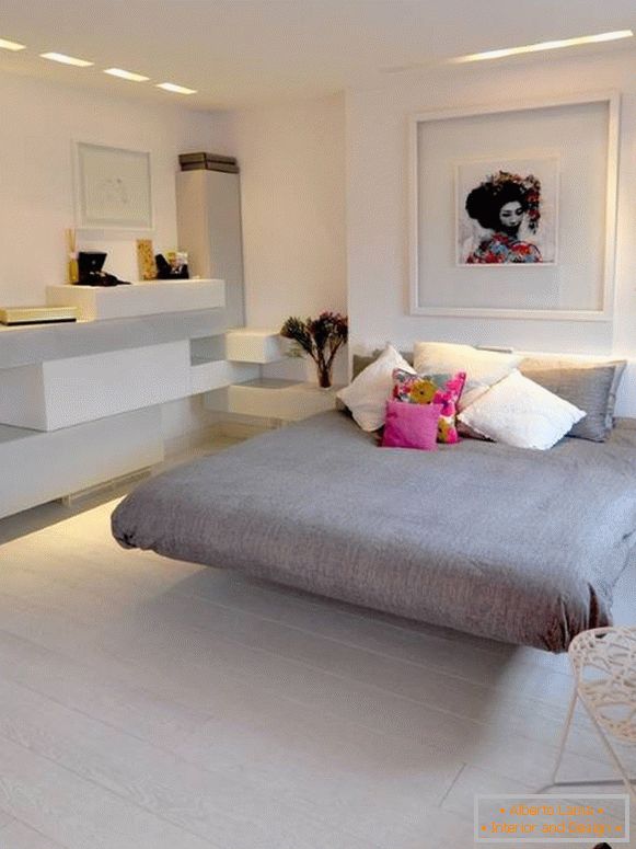 Dormitorio de mujeres en el estilo del minimalismo