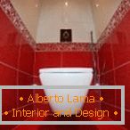Diseño de baño rojo y blanco