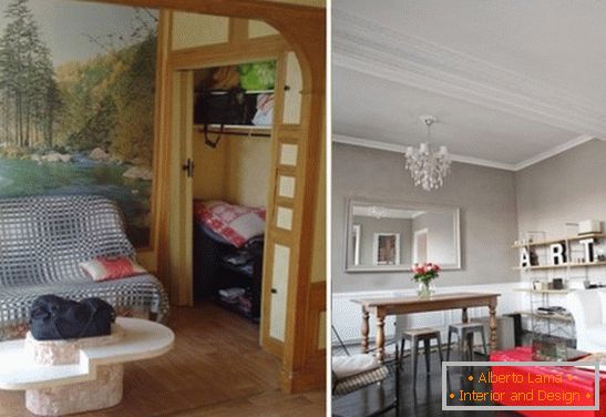 Sala de estar renovada de un pequeño apartamento en París