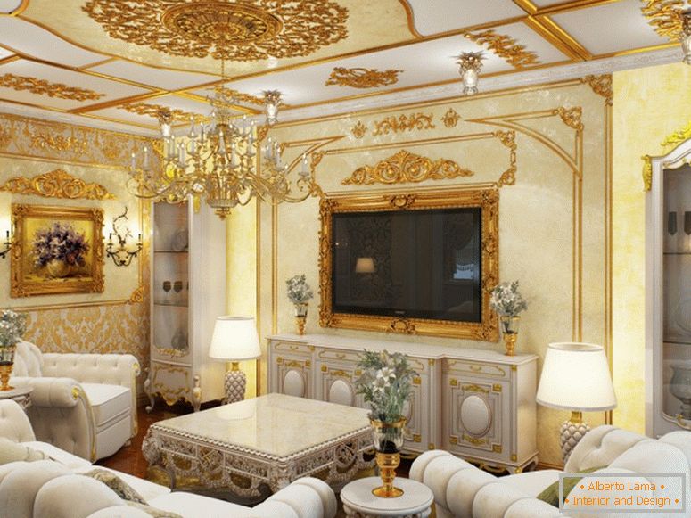 La habitación de invitados está decorada con las mejores tradiciones de estilo barroco.