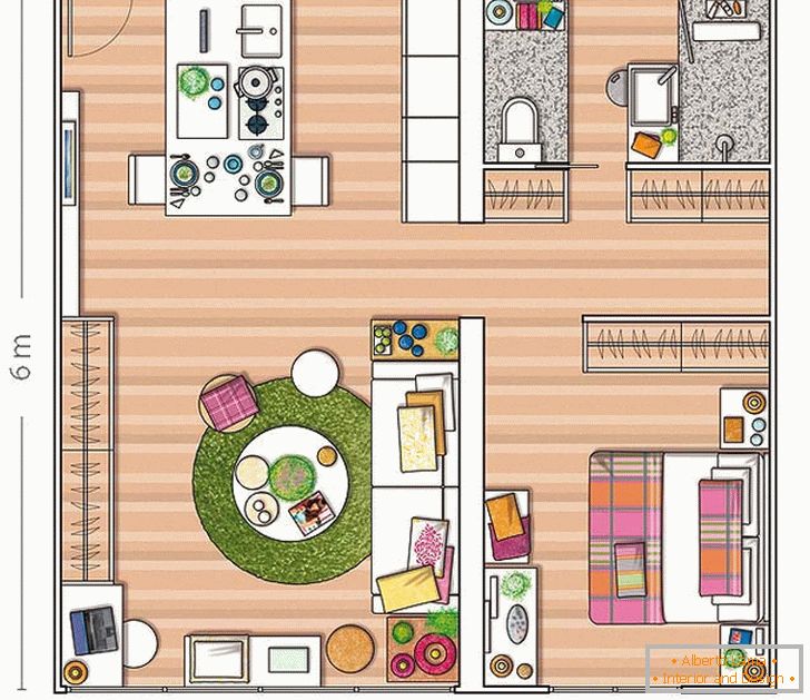 El plan de un pequeño apartamento en España