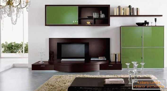 Muebles modulares para una amplia sala de estar moderna.