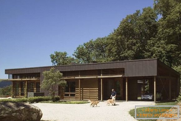 Diseño de una casa de madera con un garaje