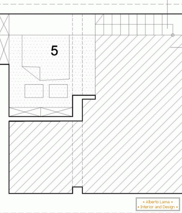 El diseño de la habitación en el segundo nivel