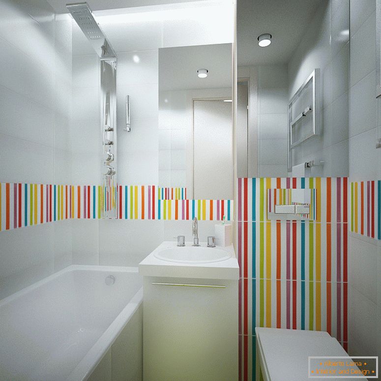 Coloridos azulejos en un baño blanco
