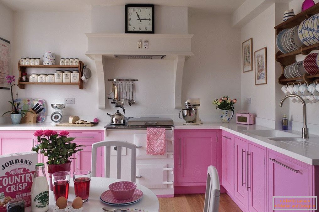 Cocina en color rosa