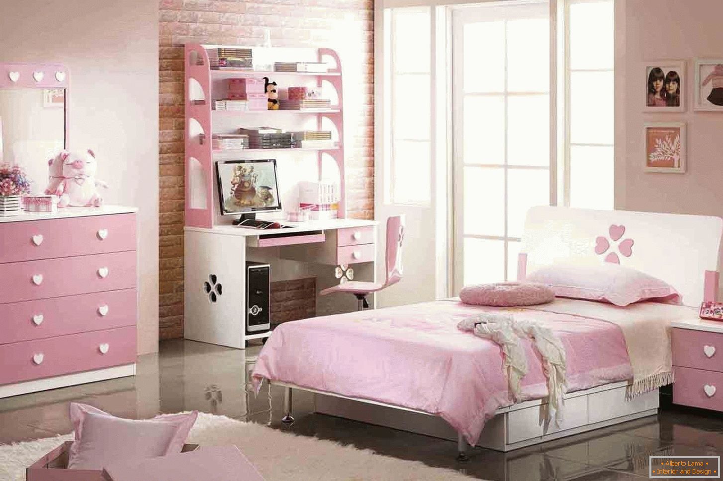 Diseño de un dormitorio para un adolescente en color rosa
