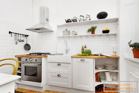 Фото необычного yнтерьера кухнy в белом цвете