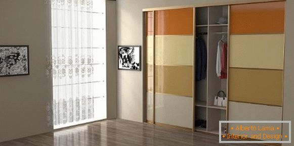 Compartimento de armarios empotrados - diseño de fotos en el dormitorio con vidrio