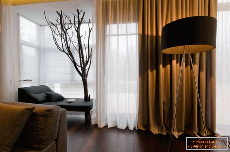 contemporáneo-marrón-cortinas-para-sala de estar