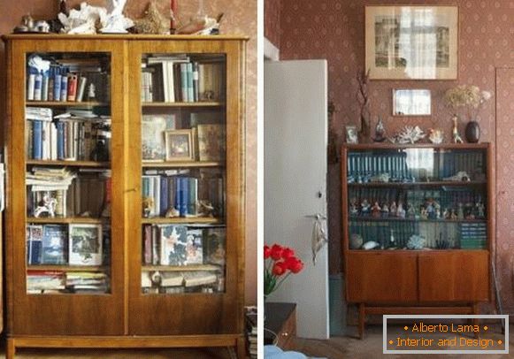 Muebles soviéticos - estanterías y estantes en el interior