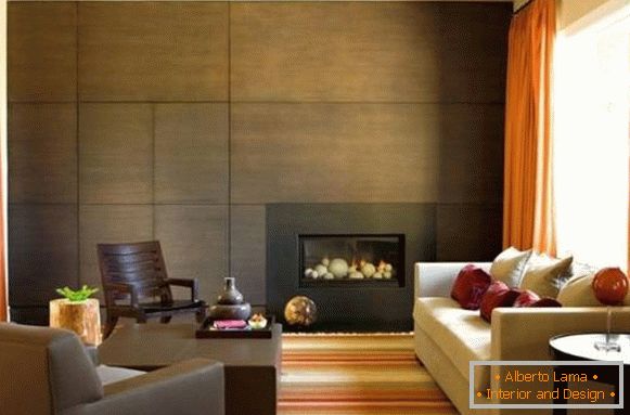 Paneles de madera para la decoración de paredes - foto de la sala de estar