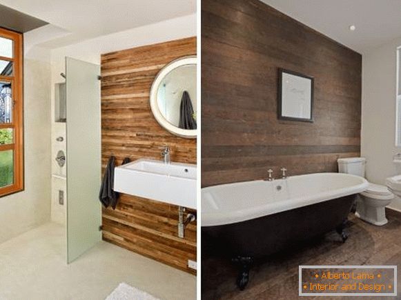 Paneles de madera para la decoración interior de paredes - foto del baño