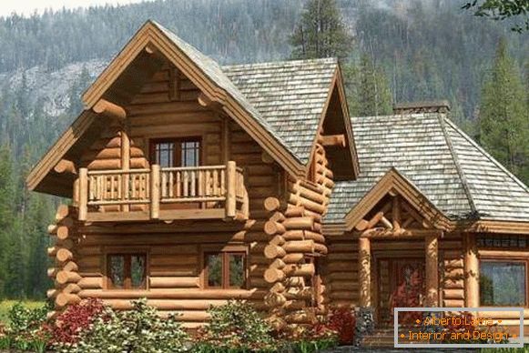 diseño de una casa de madera de un bar exterior - foto de una casa privada de dos pisos