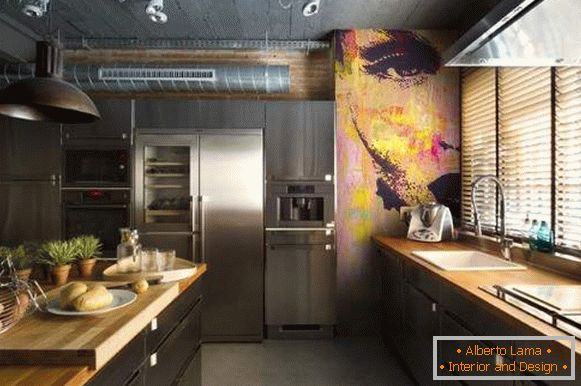 Papel pintado para la cocina expandiendo el espacio, foto 86