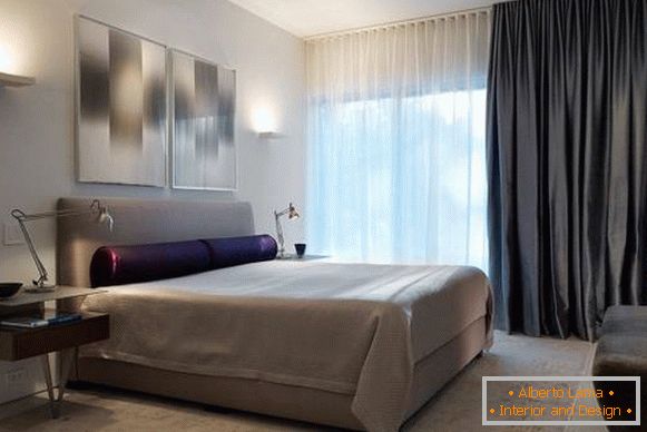 Diseño de cortinas para el dormitorio - foto de nuevos artículos en color gris oscuro