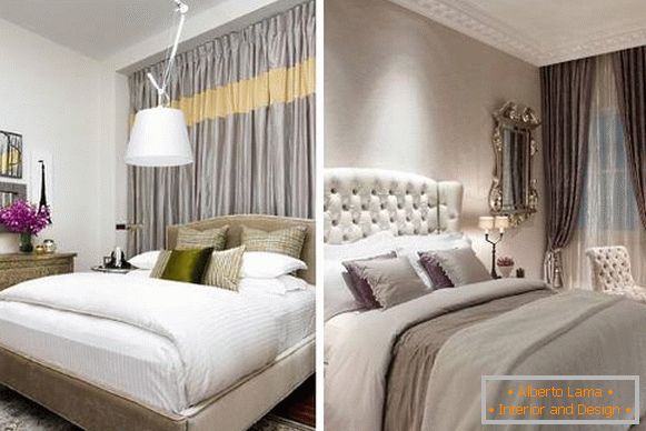 Cortinas metálicas glamorosas para el dormitorio - diseño de fotos 2016