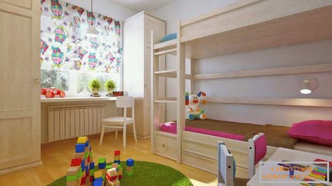 Diseño de un apartamento de dos habitaciones con una habitación para niños para dos niños