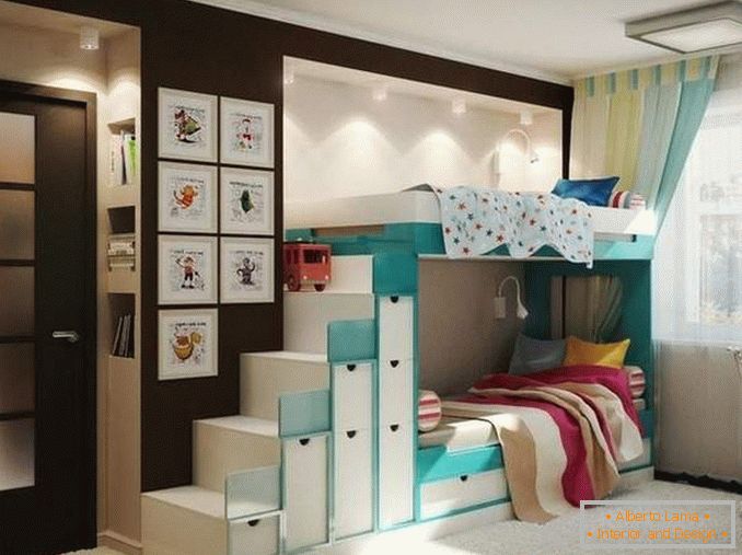 Diseño de un apartamento de dos habitaciones para una familia con dos niños - foto del interior de un niño