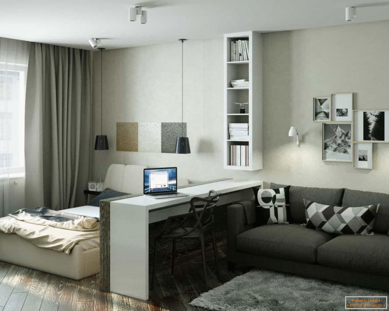 Diseño moderno de un apartamento de una habitación