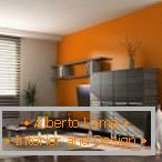 Color naranja en el diseño de la sala de estar