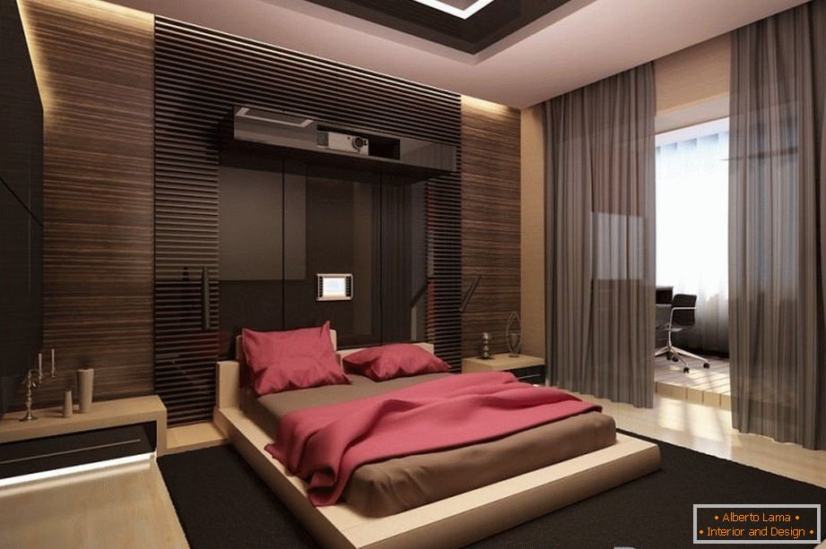 Interior de un dormitorio en estilo de alta tecnología
