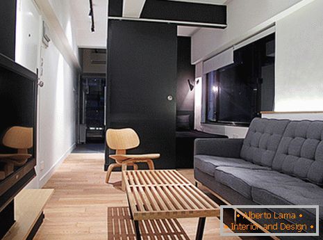 Diseño de un pequeño departamento en blanco y negro