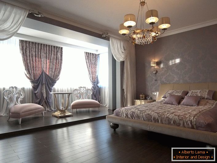 Dormitorio en el estilo Art Deco en una casa de campo en Londres.