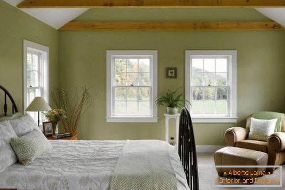 Diseño de un dormitorio al estilo de Provenza - фото в зеленом цвете