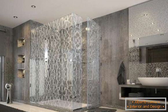 Puertas de cristal para una ducha con una foto - foto en el interior