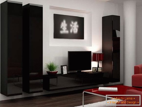 pared con bisagras en la sala de estar en un estilo moderno, foto 4