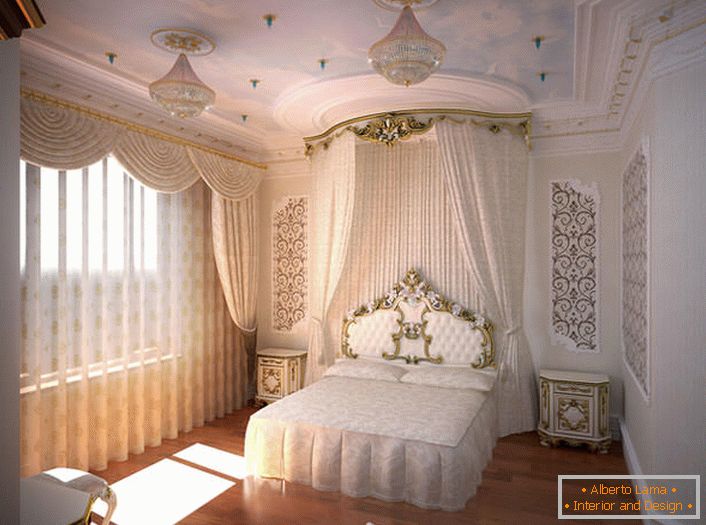 Dormitorio moderno en estilo barroco.
