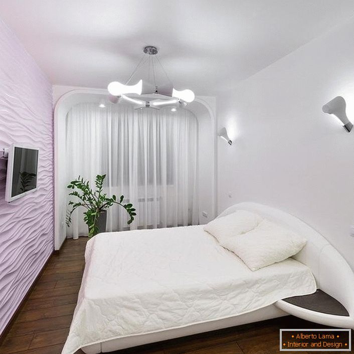 Color rosa para un dormitorio en estilo de alta tecnología