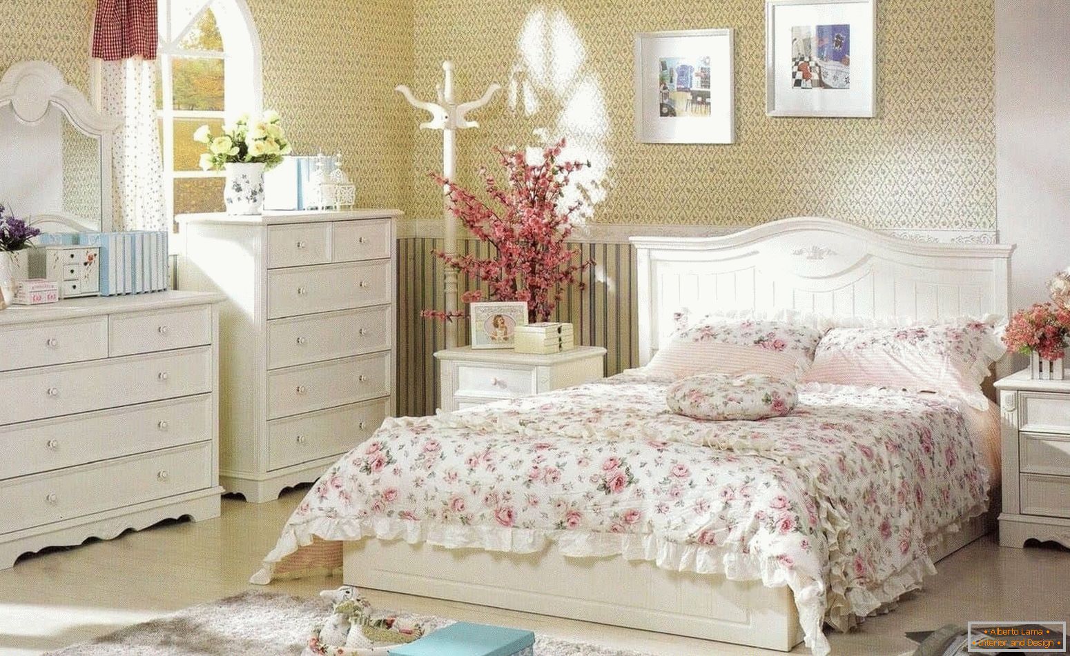Dormitorio amarillo-rosa