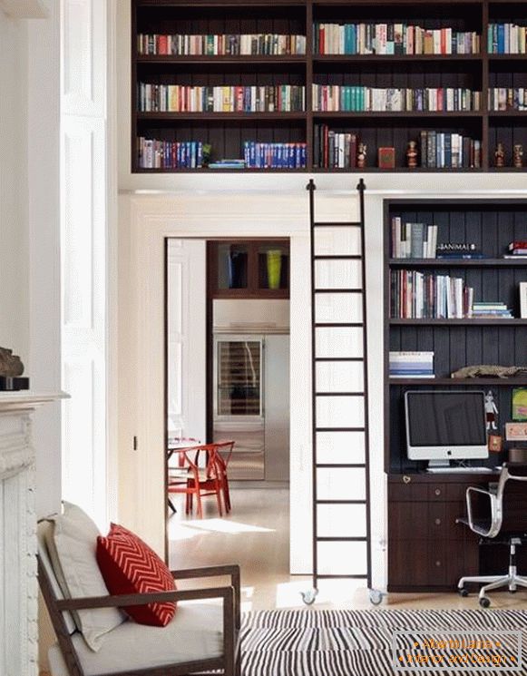 Diseño de sala de estar con biblioteca incorporada