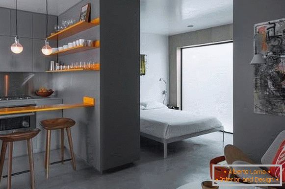 Diseño de apartamentos tipo estudio en un estilo moderno