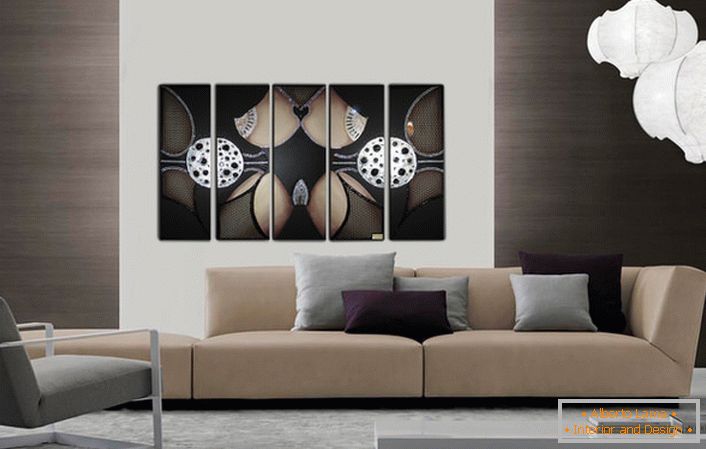 Las pinturas modulares que representan formas abstractas y formas geométricas son excelentes para decorar habitaciones de estilo Art Nouveau, de alta tecnología o minimalistas. 