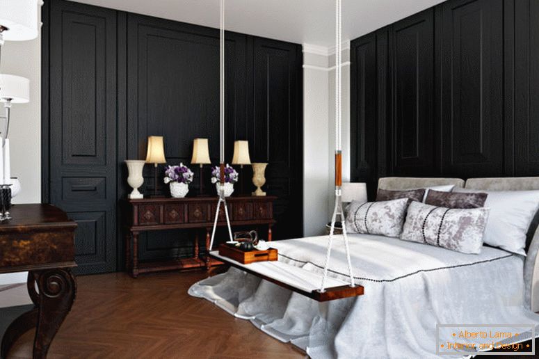 black-wall-in-the-interior-classic-bedrooms