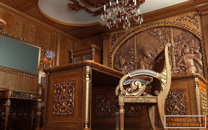 Una oficina barroca con muebles bien seleccionados. Muebles de productores italianos reales.