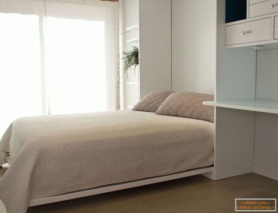 Dormitorio de cómodos apartamentos pequeños