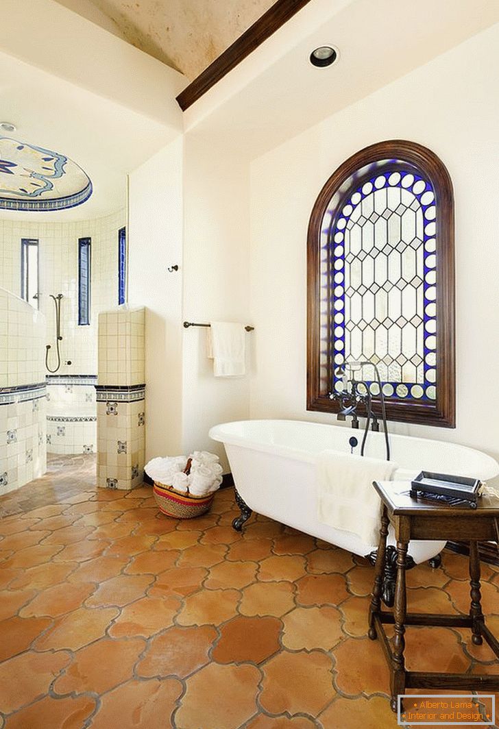 saltillo-tile-in-the-bathroom-trae-calor-a-la-moderna-mediterránea