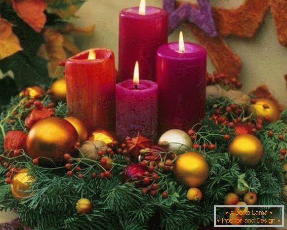 Decoración de la mesa de Año Nuevo 2016 - Foto de Árbol de Navidad con velas