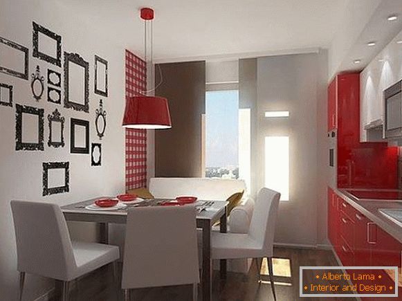 Diseño de un área de comedor en la cocina - diseño de la foto de las paredes