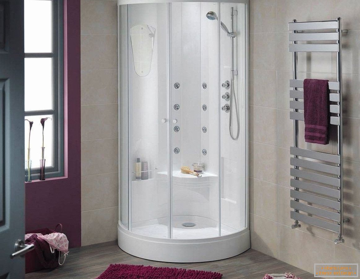 Cabina de ducha con hidromasaje y asiento